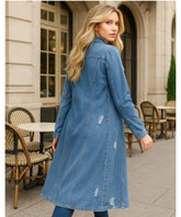 Comprar sobretudo jeans feminino oversized longo estilo urbano moderno com botões frontais em promoção ZARA